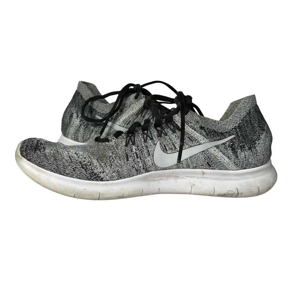 Nike Free RN Flyknit 2017 Running Shoes Womens Lightweight 10 Black Grey White